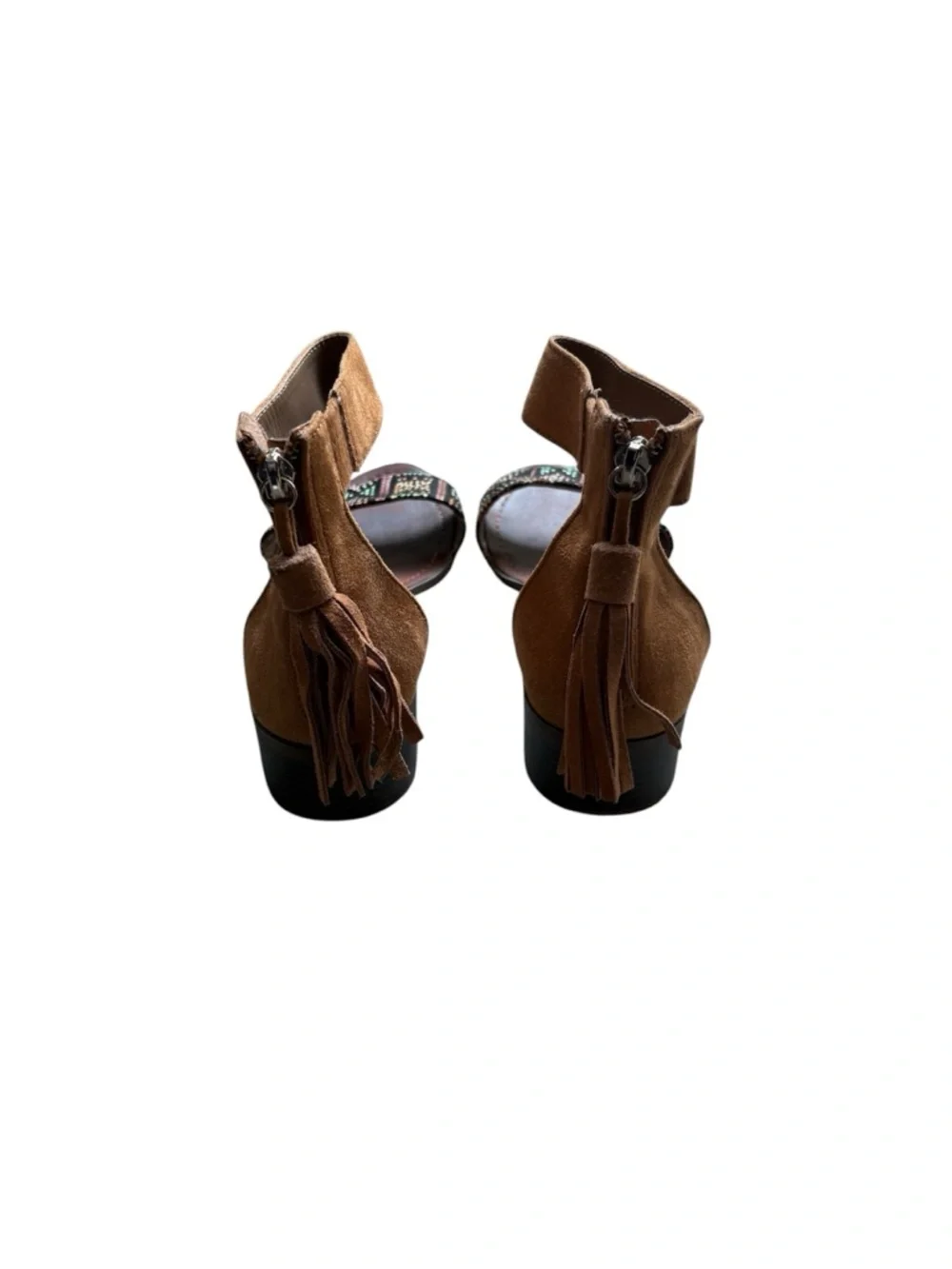 Rock & Candy Brown Ankle-Strap Beaded Block Heel Sandals - Picture 4 of 7